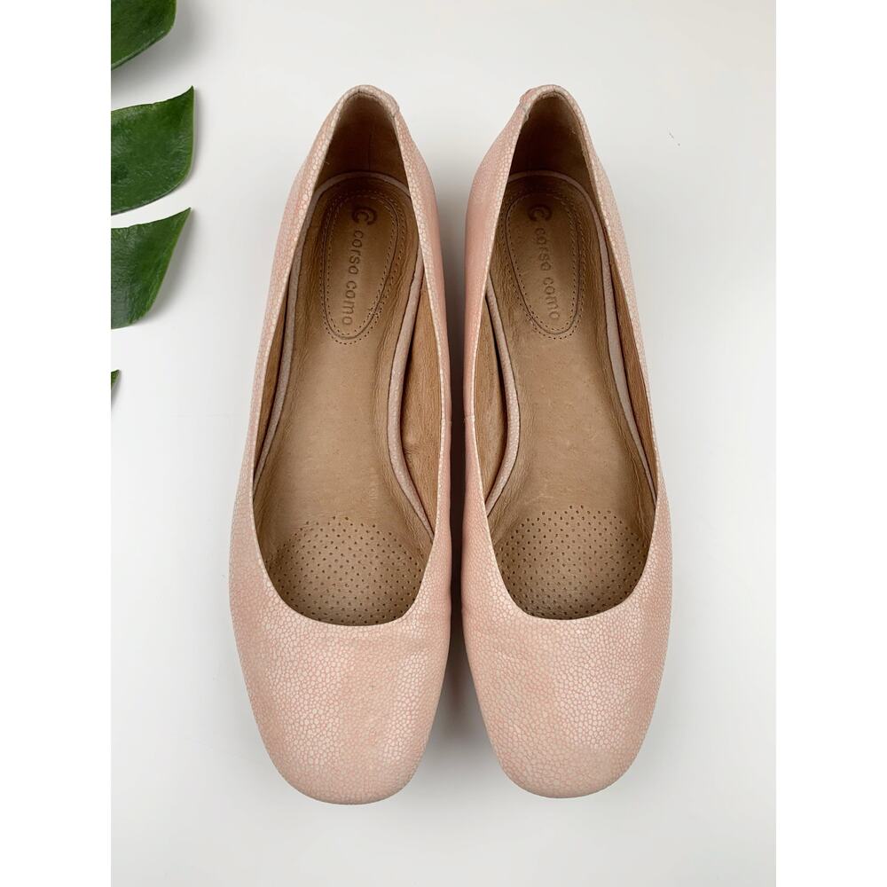 Corso Como Ballet Flats Pink Cream Leather Slip On Shoes Women's 9